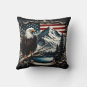 アメリ威厳のあるカ国旗の背景を持つワシ クッション (裏面)