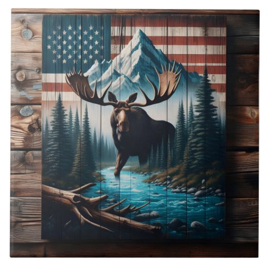 アメリ威厳のあるカ国旗の背景を無視する タイル (正面)