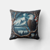 アメリ威厳のあるカ国旗を掲げて木に止まったワシ クッション (裏面)