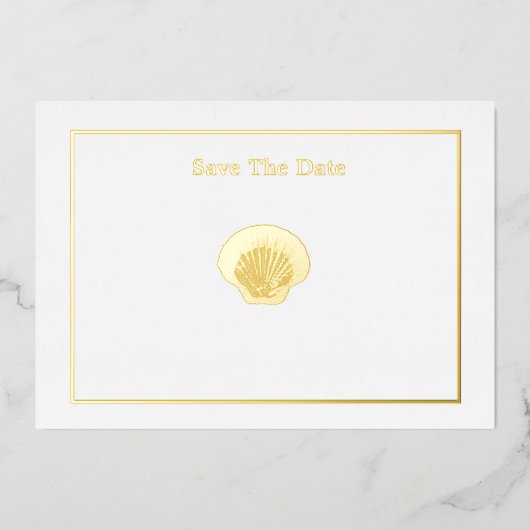 アメリ恋しく思カスタイルクラウンシェル日付を保存 箔招待状 (正面)