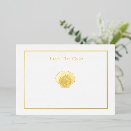 アメリ恋しく思カスタイルクラウンシェル日付を保存 箔招待状 (立ち正面)