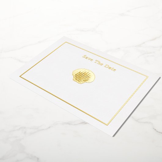 アメリ恋しく思カスタイルクラウンシェル日付を保存 箔招待状 (回転した状態)