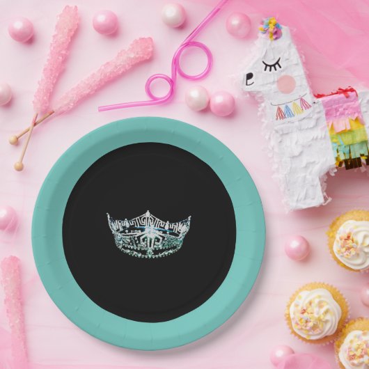 アメリ恋しく思カスタイルティール（緑がかった色）クラウン9"紙プレート ペーパープレート (パーティー)