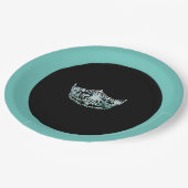 アメリ恋しく思カスタイルティール（緑がかった色）クラウン9"紙プレート ペーパープレート (アングル)