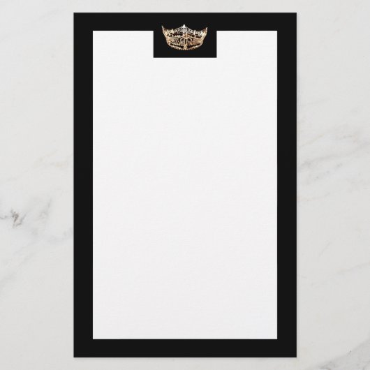アメリ恋しく思カスタイル金ゴールド&ブラッククラウン文房具 便箋 (正面)