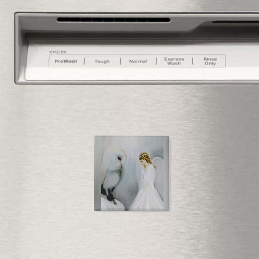 アメリ気にア・キャリーの守護天使と白フクロウ マグネット (インサイチュ (食洗機))