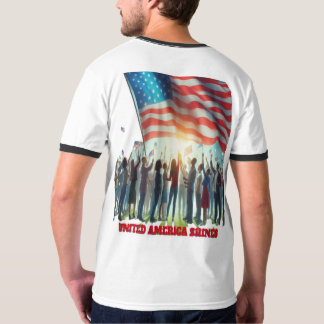 アメリ統一されたカが輝く Tシャツ