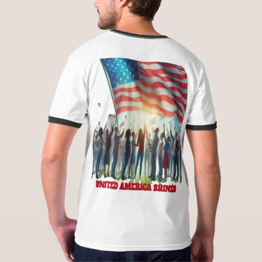 アメリ統一されたカが輝く Tシャツ (裏面フル)
