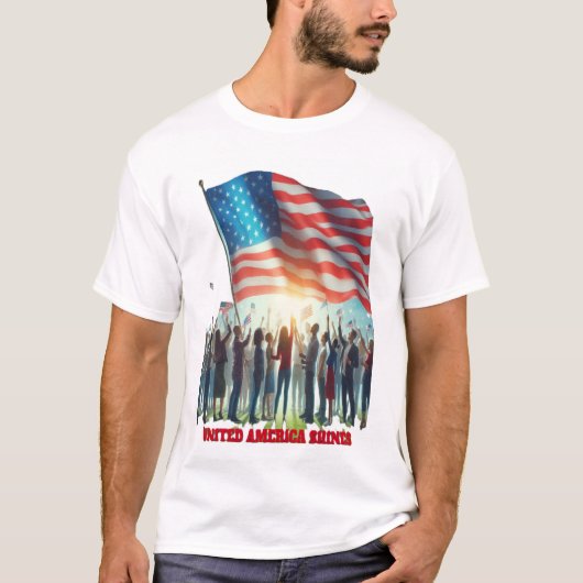 アメリ統一されたカが輝く Tシャツ (正面)