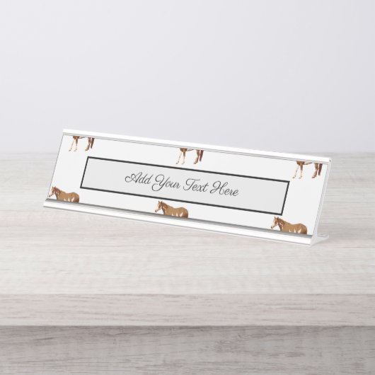 アメリ絵を描カン·ホース·エクエストリアン·ウォーターカラー デスクネームプレート (正面)