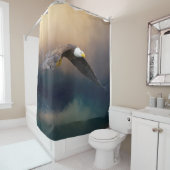 アメリ絵画カのハゲ飛んでいるワシ シャワーカーテン (インサイチュ)