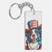 アメリ縁どカの旗帽子をかぶる キーホルダー (正面左)