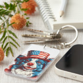 アメリ縁どカの旗帽子をかぶる キーホルダー (正面右)