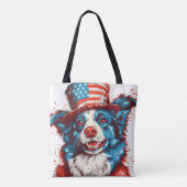 アメリ縁どカの旗帽子をかぶる トートバッグ (裏面)