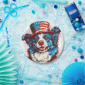 アメリ縁どカの旗帽子をかぶる ペーパープレート (パーティー)