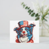 アメリ縁どカの旗帽子をかぶる ポストカード (スタンド正面)