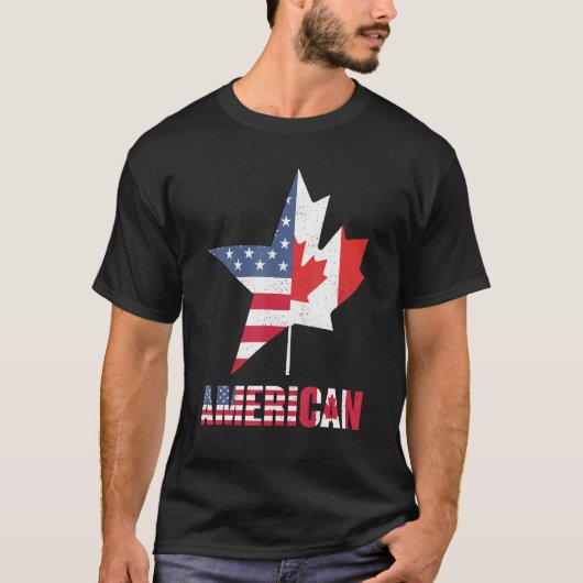 アメリ缶米国カナダ国旗プライド休暇旅行カン Tシャツ (正面)