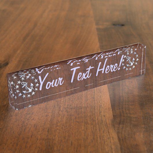 アメリ航海のカのヨット国旗ウェットマホガニー デスクネームプレート (側面)