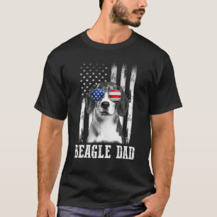 アメリ誇りを持ったカのビーグル国旗の犬パパママ Tシャツ