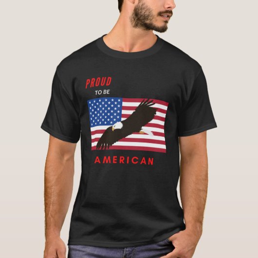 アメリ誇りを持ったカの鷲の旗を立てる Tシャツ (正面)