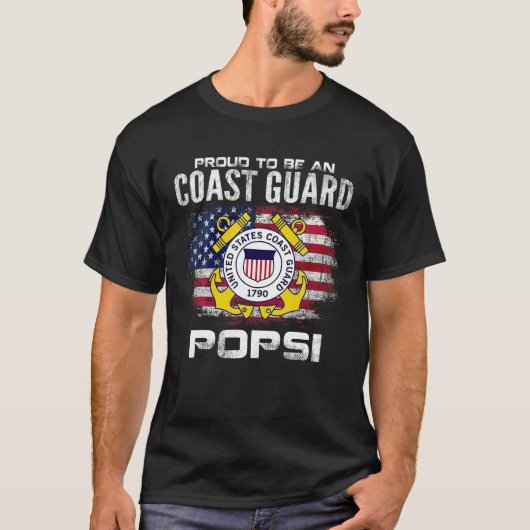 アメリ誇りを持ったカ国旗で沿岸警備隊のポプシになる Tシャツ (正面)