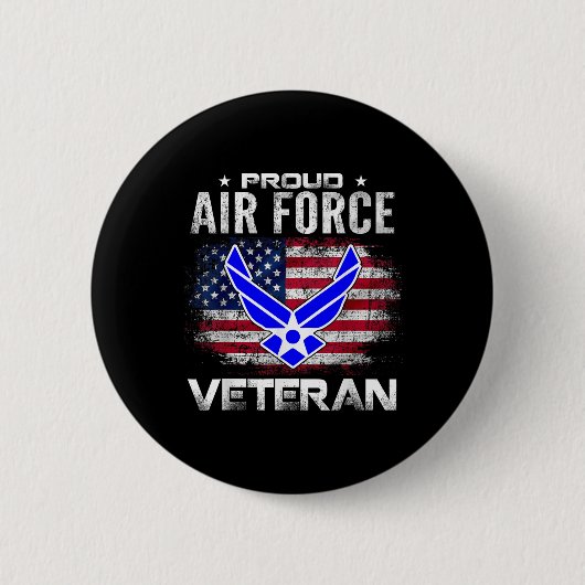 アメリ誇りを持ったカ国旗のギフトVeとの空軍退役軍人 缶バッジ (正面)