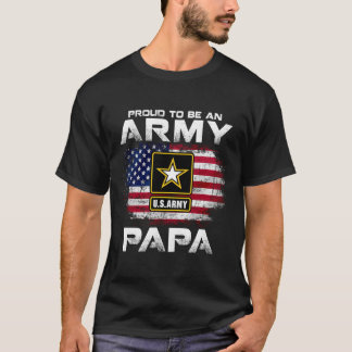 アメリ誇りを持ったカ国旗の贈り物Vで陸軍パパになる Tシャツ