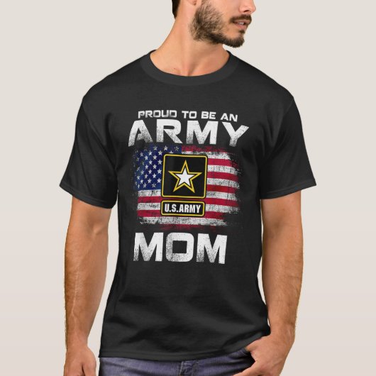 アメリ誇りを持ったカ国旗の贈り物Veを持つ陸軍のママになる Tシャツ (正面)