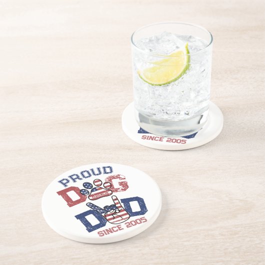 アメリ誇りを持ったカUSA愛犬パパ愛米国国旗 コースター (側面)