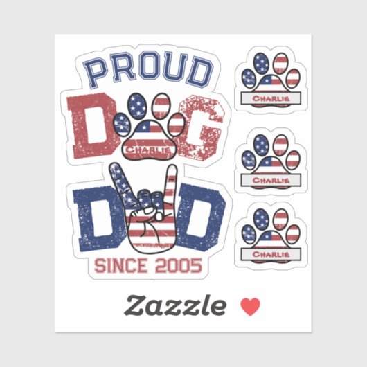 アメリ誇りを持ったカUSA愛犬パパ愛米国国旗 シール (シート)