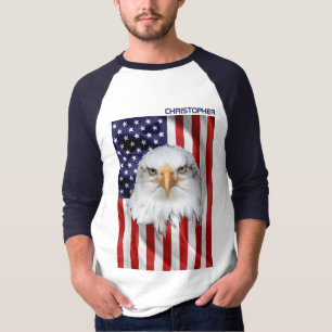 アメリ魅力的カ・イーグル、米国国旗、愛国心 Tシャツ