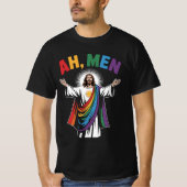 アメンズイエスおもしろいLGBTQゲイプライドレインボー Tシャツ (正面)