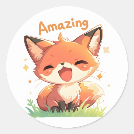 アメージングアニメキツネ ラウンドシール (正面)