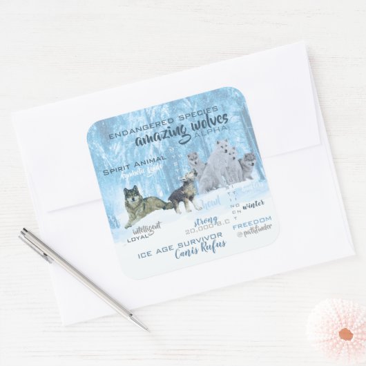 アメージングウォルフタイポグラフィ |パーソナライズされた | スクエアシール (封筒)