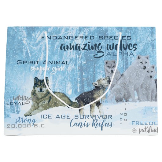 アメージングウォルフタイポグラフィ |パーソナライズされた | ラージペーパーバッグ (正面)