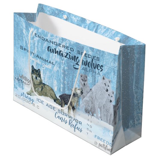 アメージングウォルフタイポグラフィ |パーソナライズされた | ラージペーパーバッグ (正面アングル)