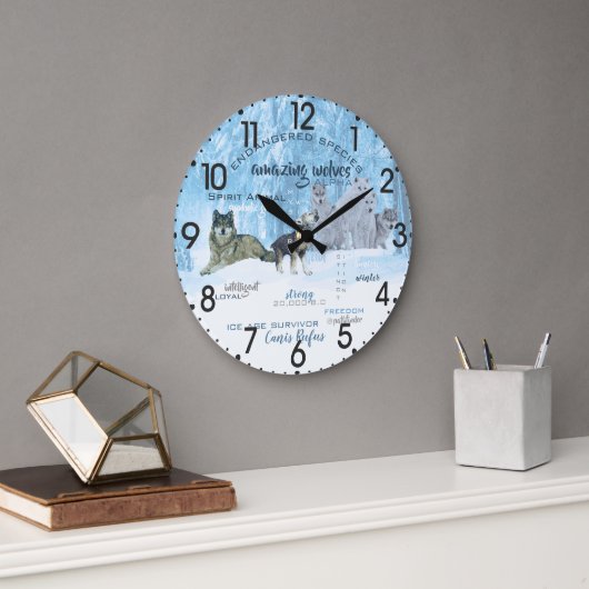 アメージングウォルフタイポグラフィ |パーソナライズされた | ラージ壁時計 (オフィス)