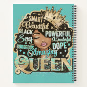 アメージングクイーンメラニン女性シスタドリッきらきら光るプ ノートブック (裏面)