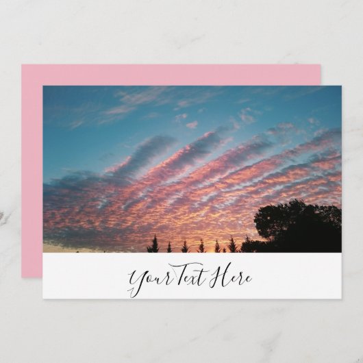 アメージングクラウドサンセットピンクゴールデン招待状カード 招待状 (正面/裏面)