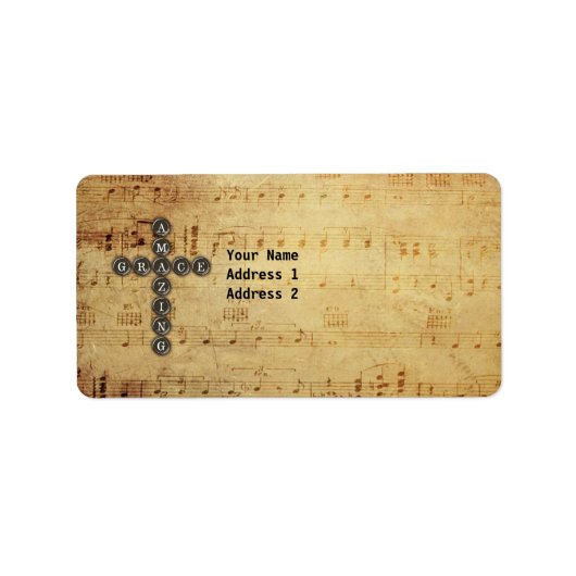 アメージンググレースクロスオンヴィンテージミュージックシートカスタム ラベル (正面)
