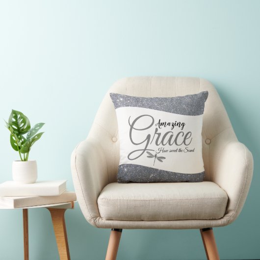 アメージンググレースシルバーグリッター装飾用クッション クッション (椅子)