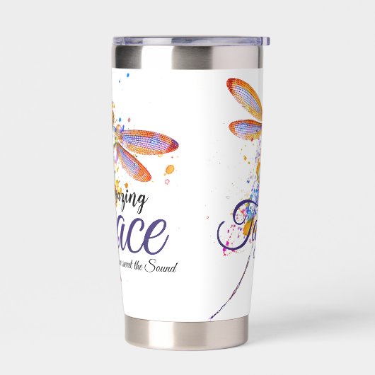 アメージンググレースドラゴンフライ（ばちゃばちゃ）跳ねる パーソナライズされた 保温保冷タンブラー (左面)