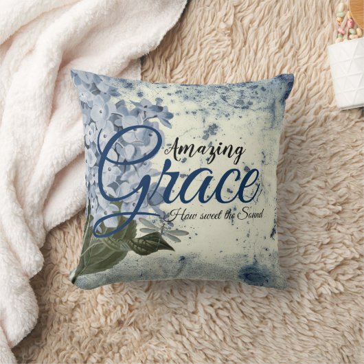アメージンググレースブルーアジサイ クッション (ブランケット)