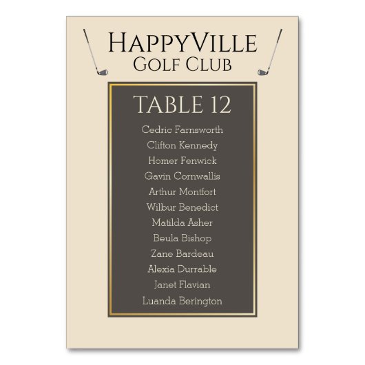 アメージングゴルフイベントカラフルファブテーブル番号 テーブルナンバー (正面)