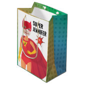 アメージングスーパーヒーローガール誕生日ギフトファブバリュー ミディアムペーパーバッグ (正面アングル)