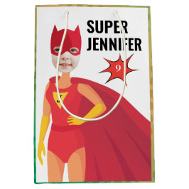 アメージングスーパーヒーローガール誕生日ギフトファブバリュー ミディアムペーパーバッグ