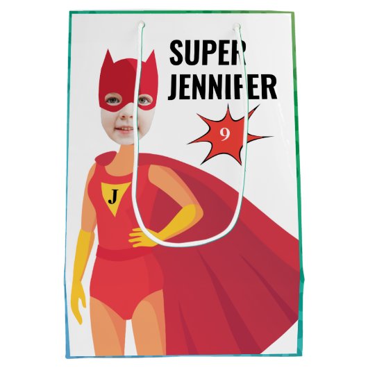 アメージングスーパーヒーローガール誕生日ギフトファブバリュー ミディアムペーパーバッグ (裏面)