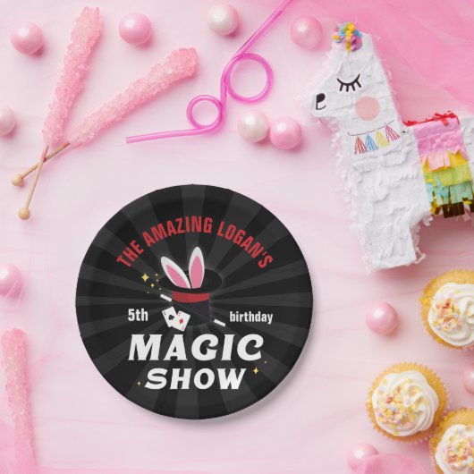 アメージングネームマジシャン誕生日、任意の年齢パーティー ペーパープレート (パーティー)