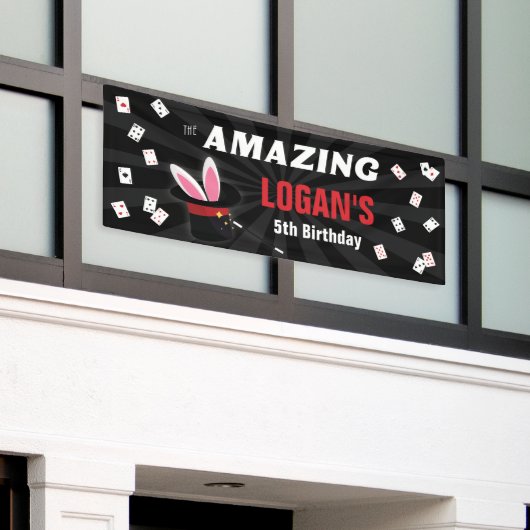 アメージングネームマジシャン誕生日、任意の年齢パーティー 横断幕 (ビルの外側)