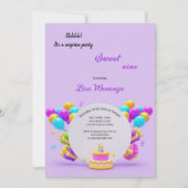 アメージングパープル誕生日招待状 招待状 (正面)